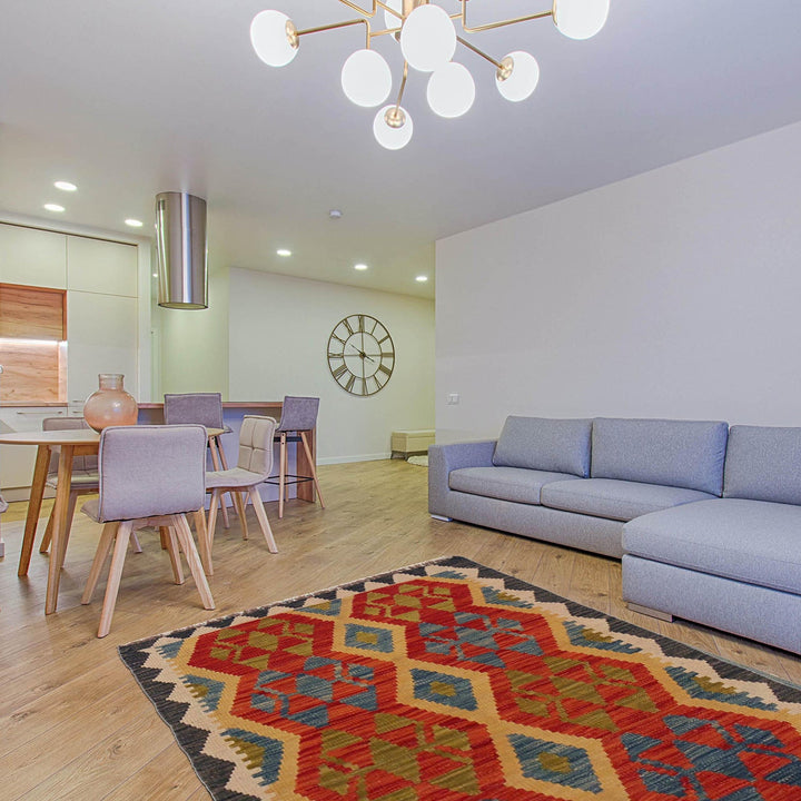 Hand Knotted Afghan Style Kilim 2' 8" x 3' 11" - No. AL48067