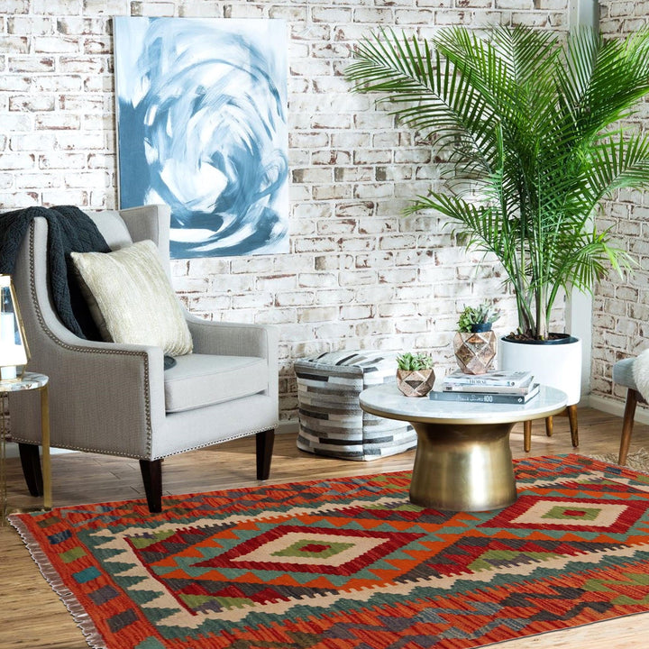 Hand Made Afghan Kilim 2' 9" x 4' 2" - No. AL24410