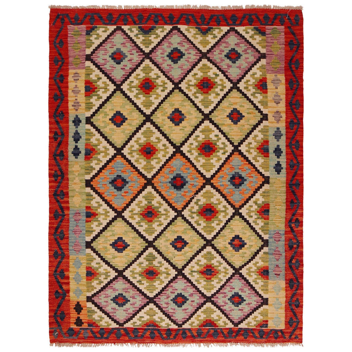 Hand Made Afghan Kilim 5' 1" x 6' 9" - No. AL69413