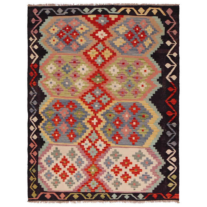 Handmade Turkish Design Wool Kilim 4' 11" x 6' 8" - No. AL11814