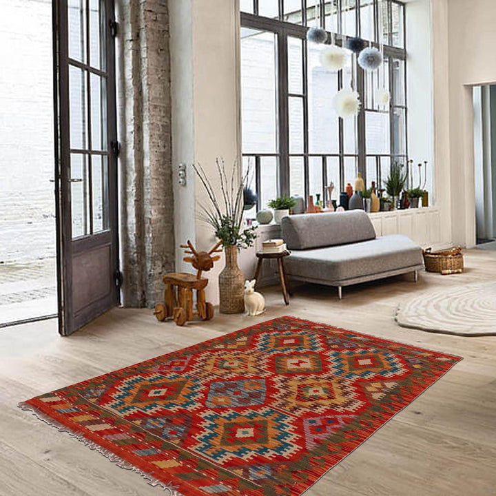 Hand Woven Wool Kelim 2' 7" x 4' 0" - No. AL19064