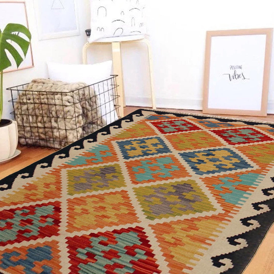 Handmade Afghan Vegetable Kilim 2' 11" x 4' 6" - No. AL74080