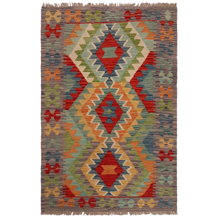 Multi Color ful Flat-Weave Wool Kilim 2' 9" x 4' 4" - No. AL30943
