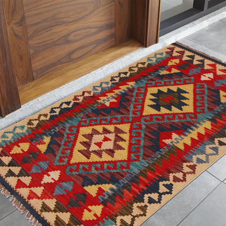 Hand Knotted Afghan Style Kilim 1' 11" x 3' 6" - No. AL75785