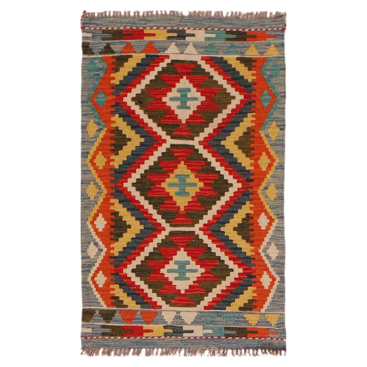 Multi Color ful Flat-Weave Wool Kilim 2' 0" x 3' 4" - No. AL52313