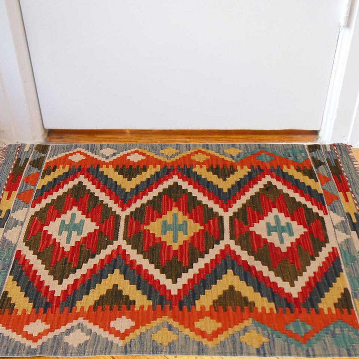 Multi Color ful Flat-Weave Wool Kilim 2' 0" x 3' 4" - No. AL52313