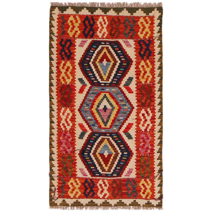 Multi Color ful Flat-Weave Wool Kilim 2' 0" x 3' 6" - No. AL70833