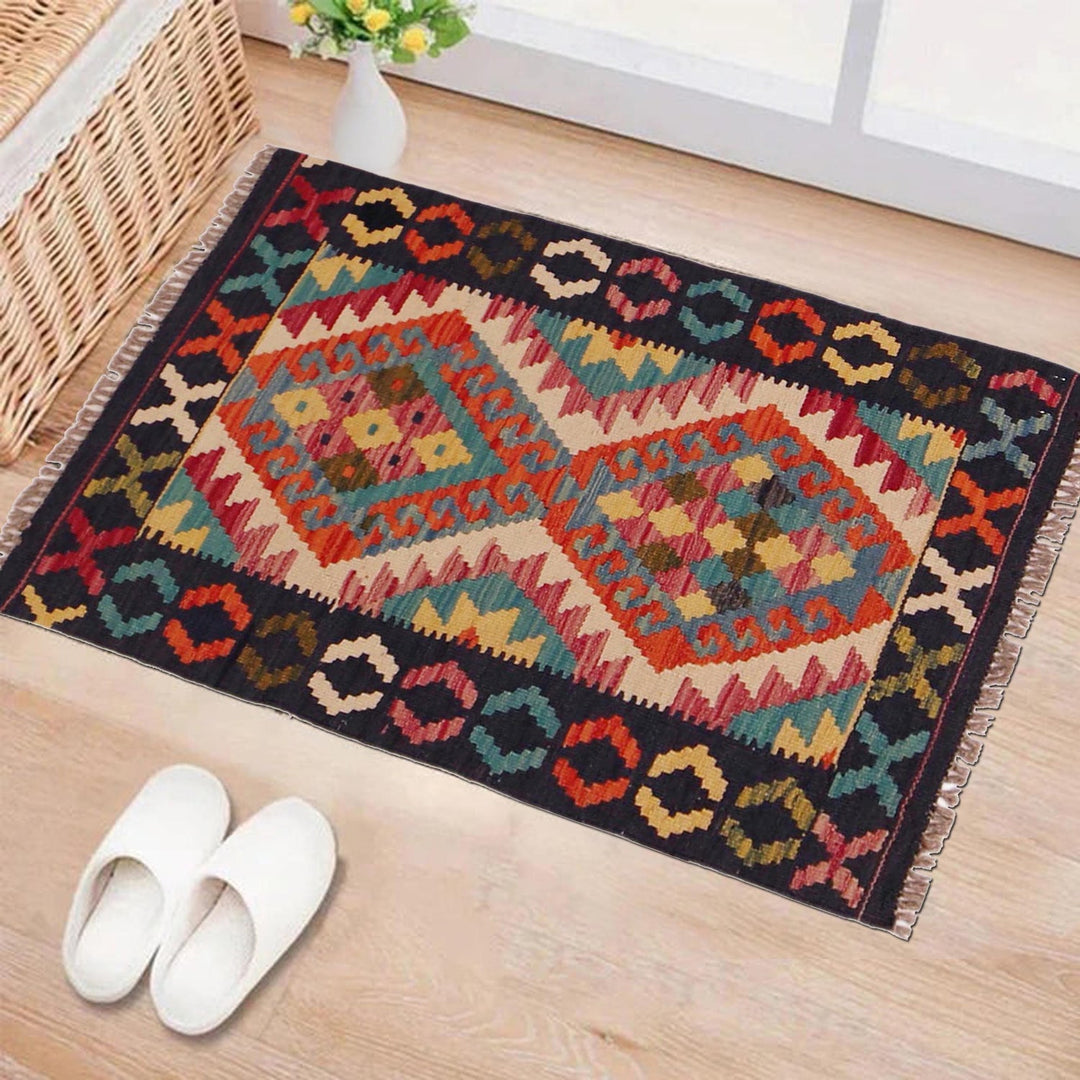 Hand Knotted Afghan Style Kilim 2' 0" x 3' 1" - No. AL95695