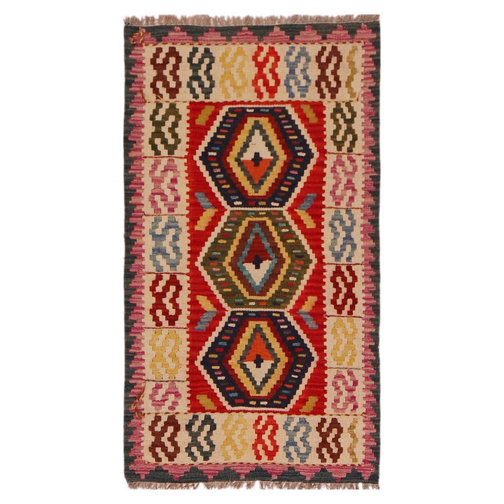 Hand Knotted Afghan Style Kilim 2' 0" x 3' 7" - No. AL56167