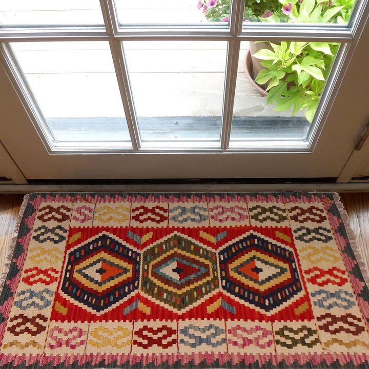 Hand Knotted Afghan Style Kilim 2' 0" x 3' 7" - No. AL56167