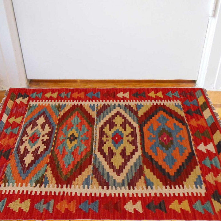 Handmade Turkish Design Wool Kilim 2' 0" x 2' 10" - No. AL60442