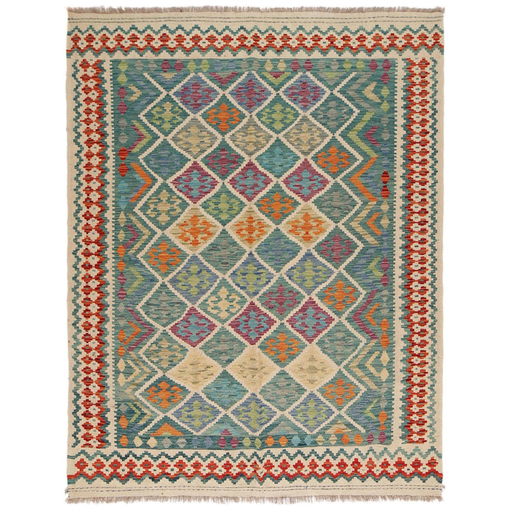 Multi Color ful Flat-Weave Wool Kilim 6' 0" x 7' 10" - No. AL69269
