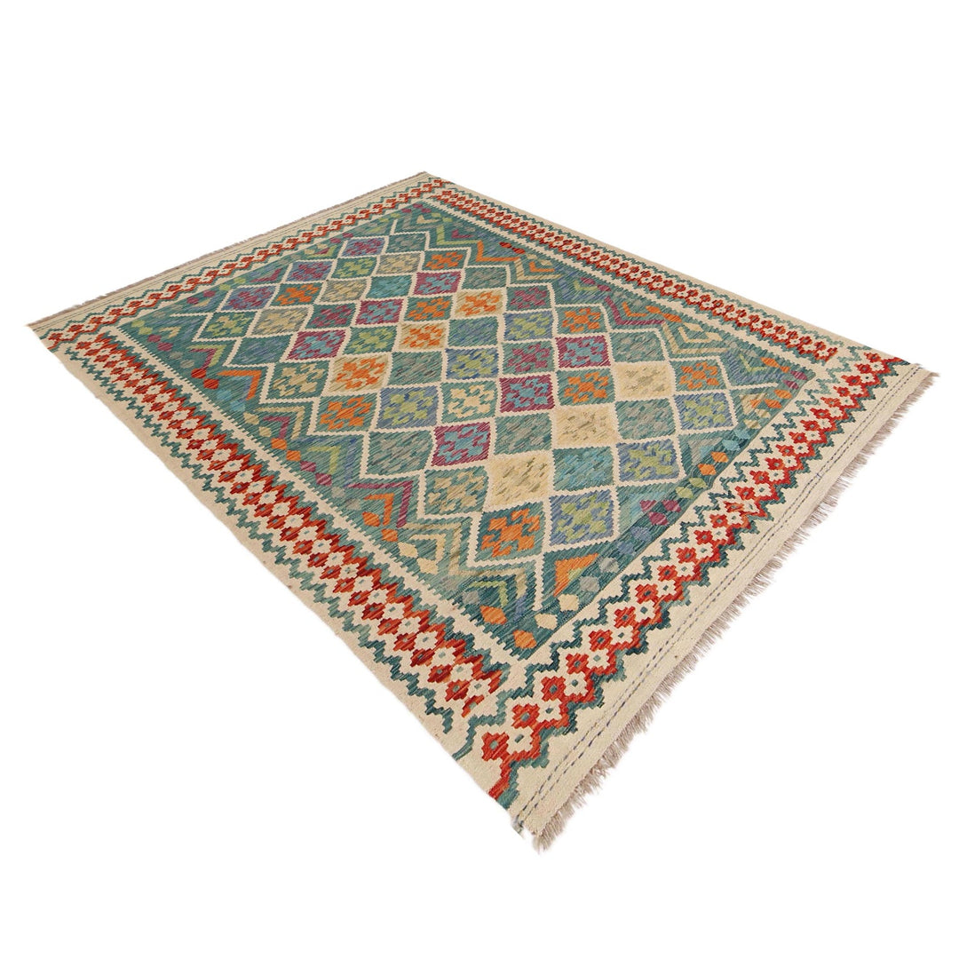 Multi Color ful Flat-Weave Wool Kilim 6' 0" x 7' 10" - No. AL69269