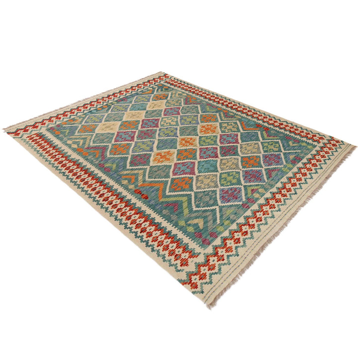 Multi Color ful Flat-Weave Wool Kilim 6' 0" x 7' 10" - No. AL69269