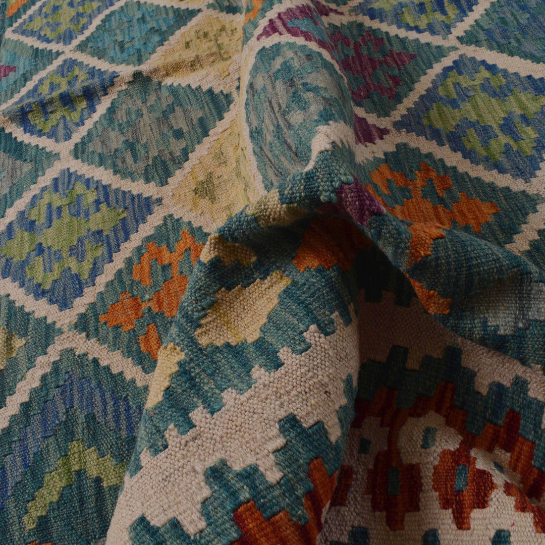 Multi Color ful Flat-Weave Wool Kilim 6' 0" x 7' 10" - No. AL69269