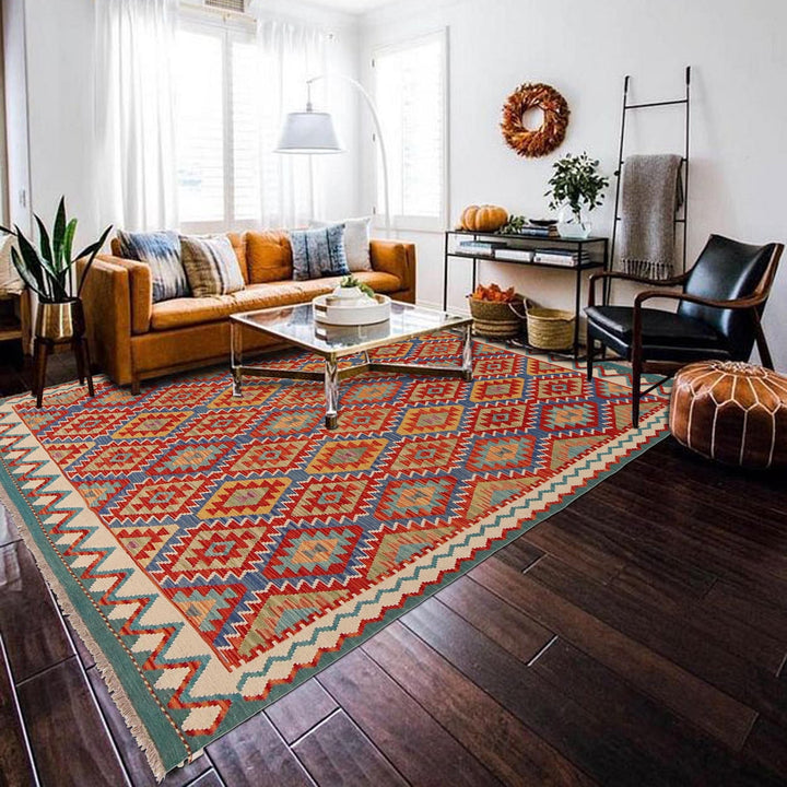 Hand Knotted Afghan Style Kilim 5' 10" x 7' 6" - No. AL31875