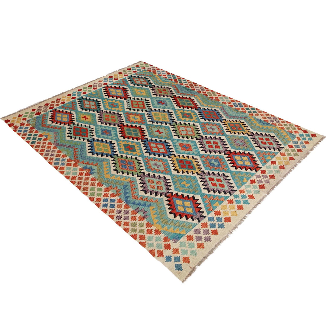 Afghan Kilim Rug 6' 9" x 9' 7" Flat-Weave view