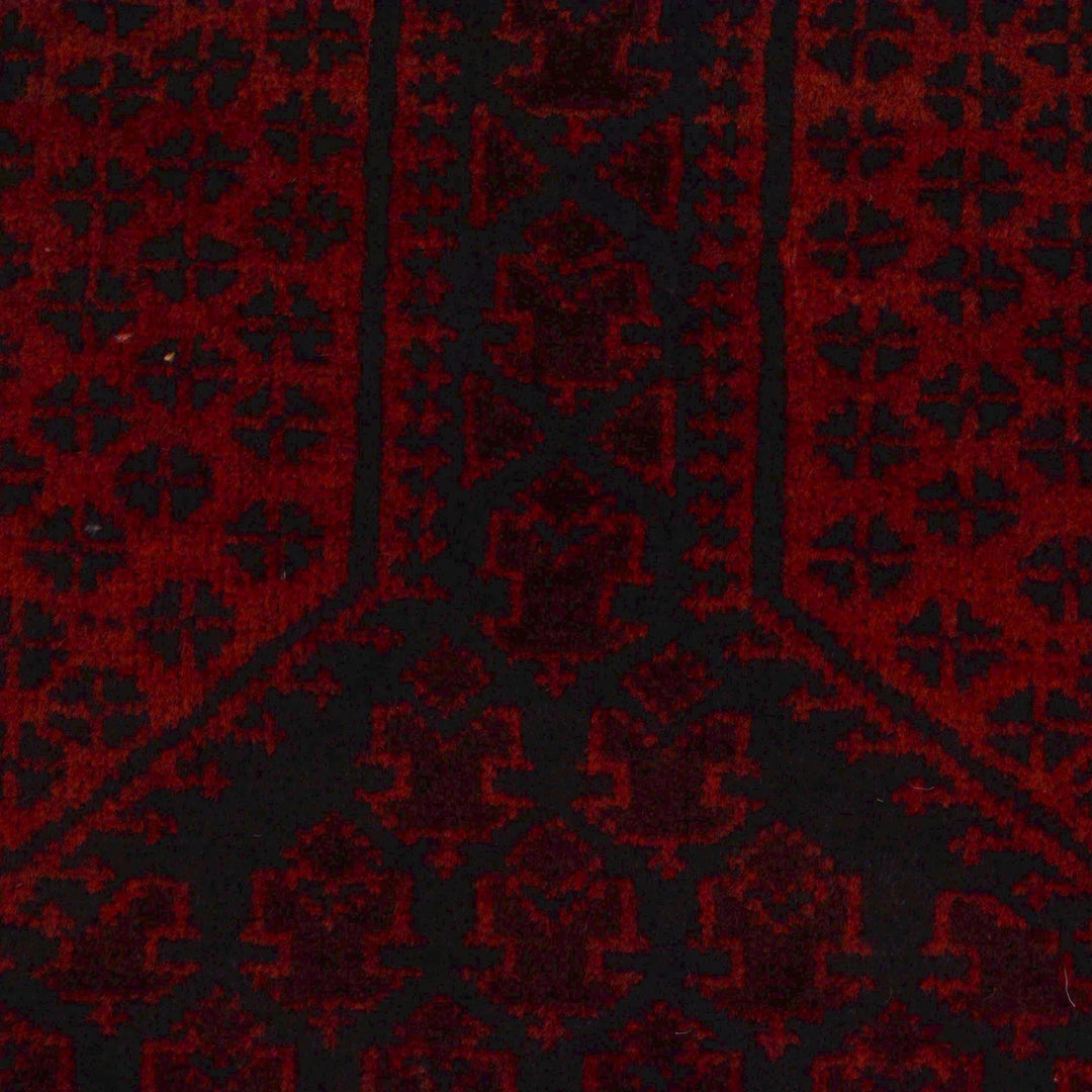 Red Afghan Prayer Rug 3' 1" x 4' 6" Hand-Knotted border