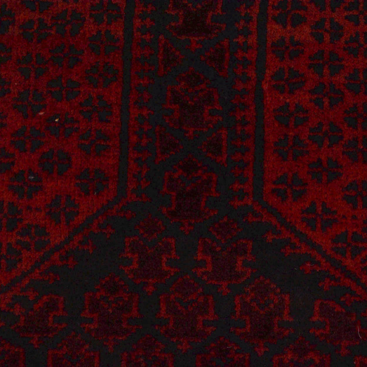 Red Afghan Prayer Rug 3' 1" x 4' 6" Hand-Knotted border