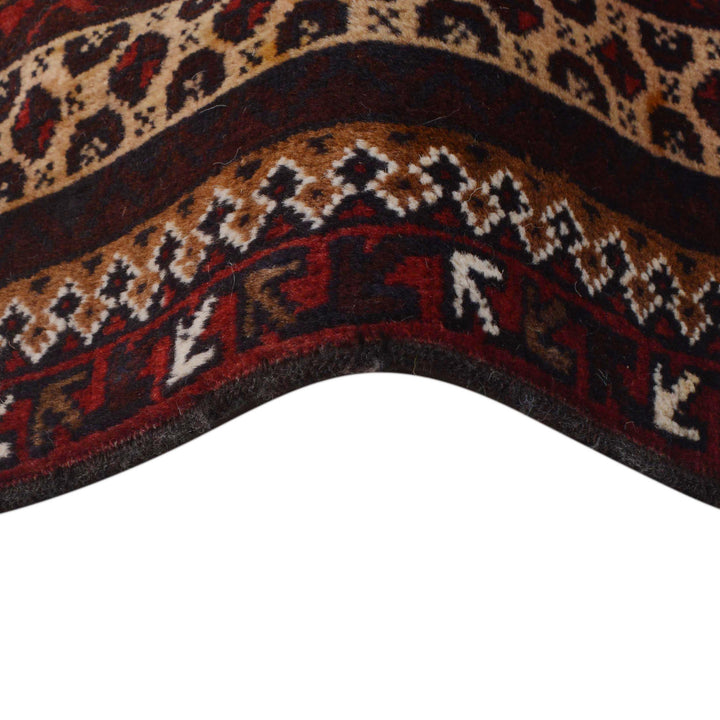 Red Afghan Prayer Rug 3' 1" x 4' 6" Hand-Knotted texture