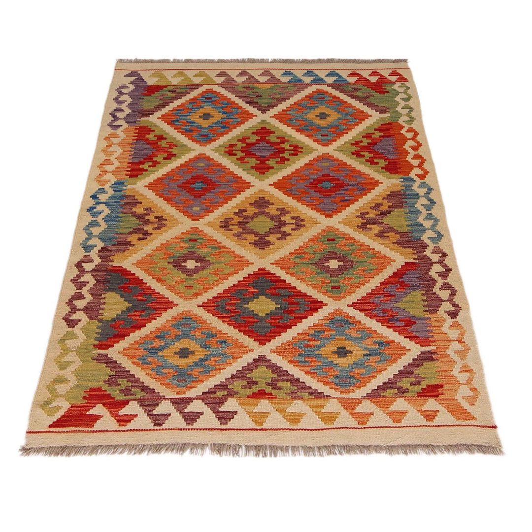 Handmade Turkish Design Wool Kilim 3' 5" x 4' 11" - No. AL18970