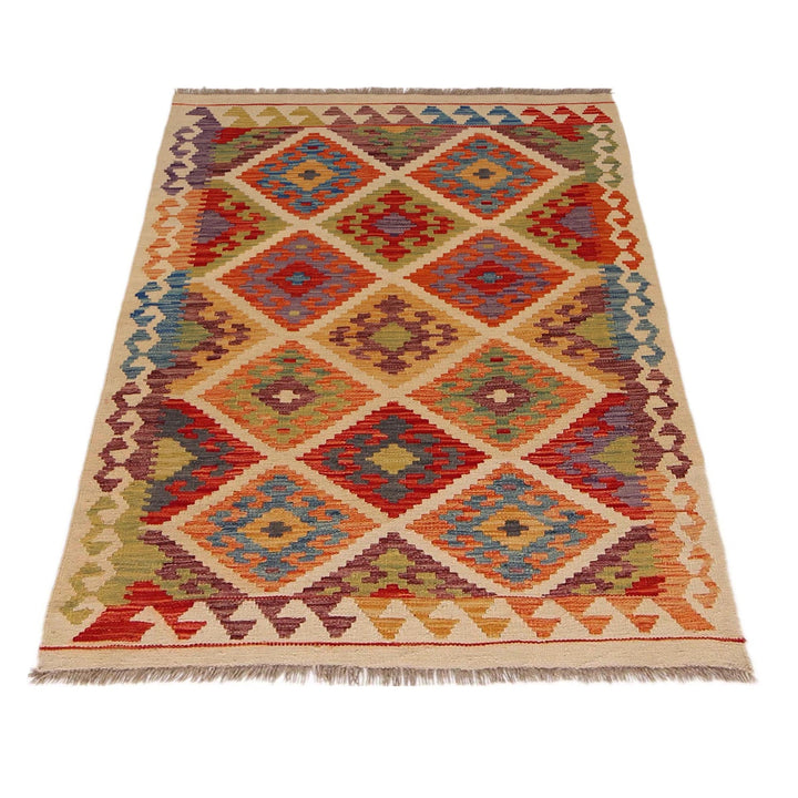 Handmade Turkish Design Wool Kilim 3' 5" x 4' 11" - No. AL18970