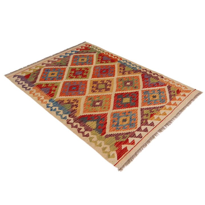 Handmade Turkish Design Wool Kilim 3' 5" x 4' 11" - No. AL18970