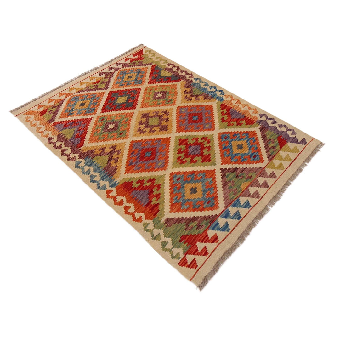 Handmade Turkish Design Wool Kilim 3' 5" x 4' 11" - No. AL18970