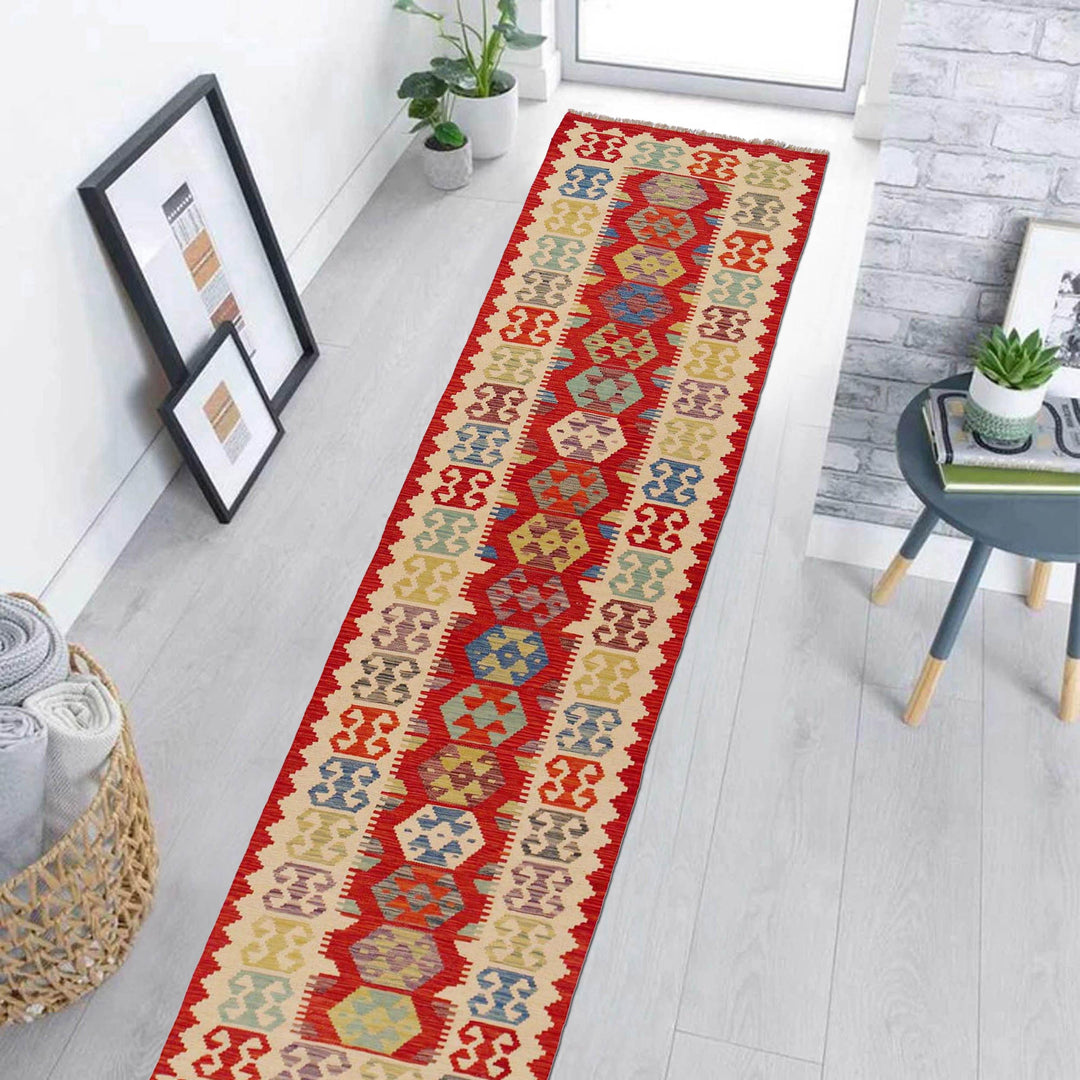 Handmade Vegetable Kilim Runner 2' 10" x 12' 11" - No. AL60477