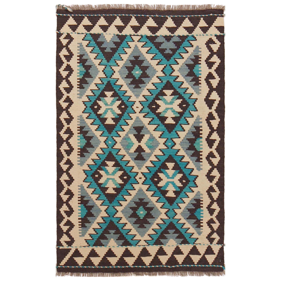 Afghan Vegetable Kilim Rug 2' 10" x 4' 5" Flat-Weave