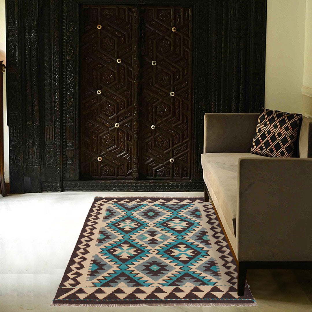Afghan Vegetable Kilim Rug 2' 10" x 4' 5" Flat-Weave view 9