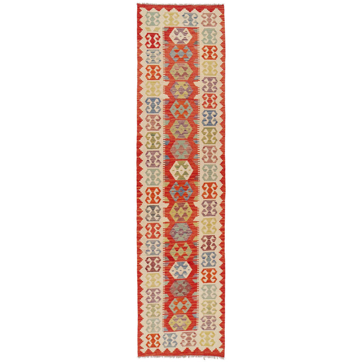 Afghan Vegetable Kelim Runner 2' 10" x 12' 9" Flat-Weave