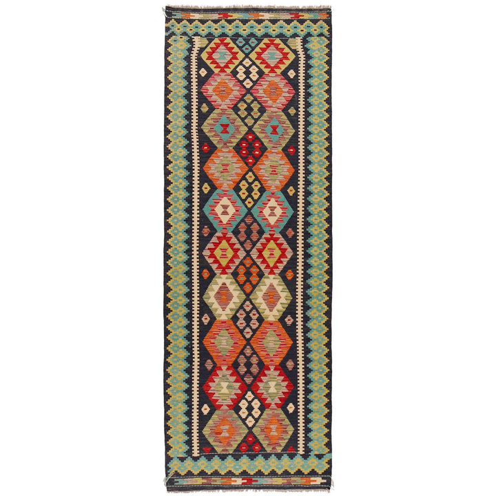 Hand Woven Wool Kelim Runner 3' 1" x 9' 8" - No. AL61509