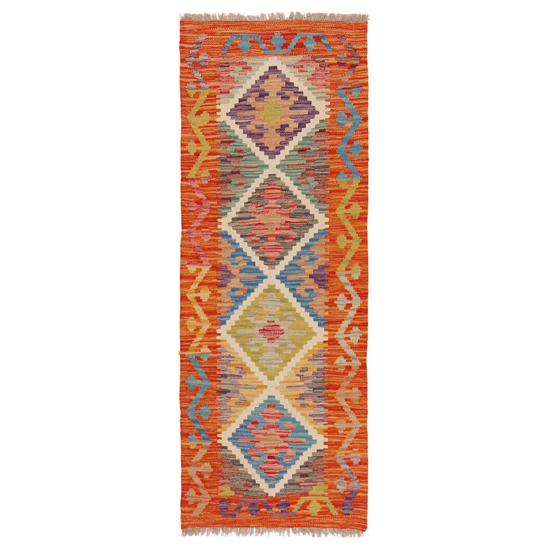 Handmade Turkish Design Wool Kilim Runner 1' 9" x 4' 10" - No. AL33606