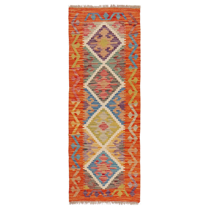 Handmade Turkish Design Wool Kilim Runner 1' 9" x 4' 10" - No. AL33606
