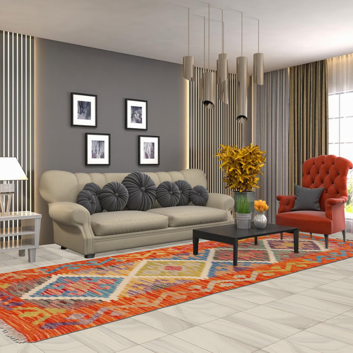 Handmade Turkish Design Wool Kilim Runner 1' 9" x 4' 10" - No. AL33606