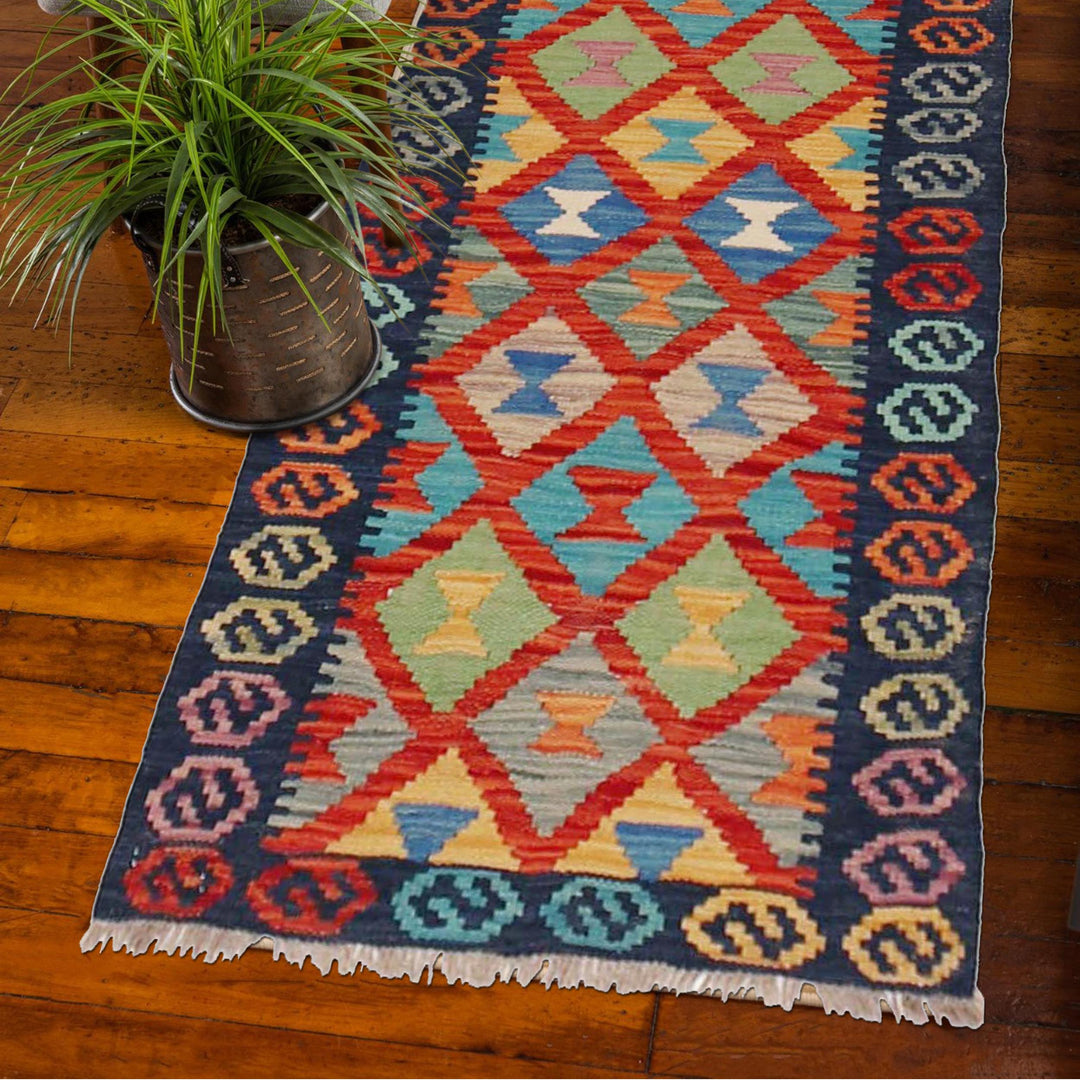 Hand Knotted Flatweave Kilim Runner 1' 9" x 4' 9" - No. AL51323