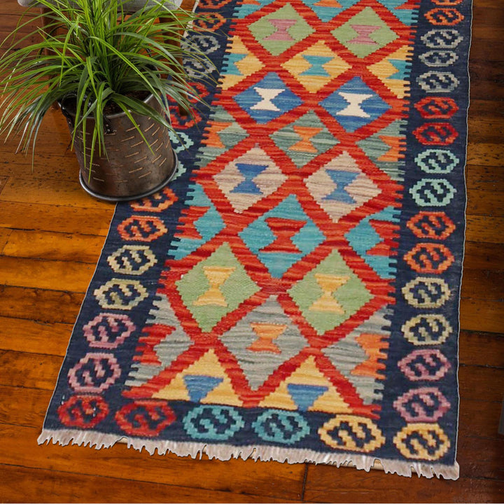 Hand Knotted Flatweave Kilim Runner 1' 9" x 4' 9" - No. AL51323
