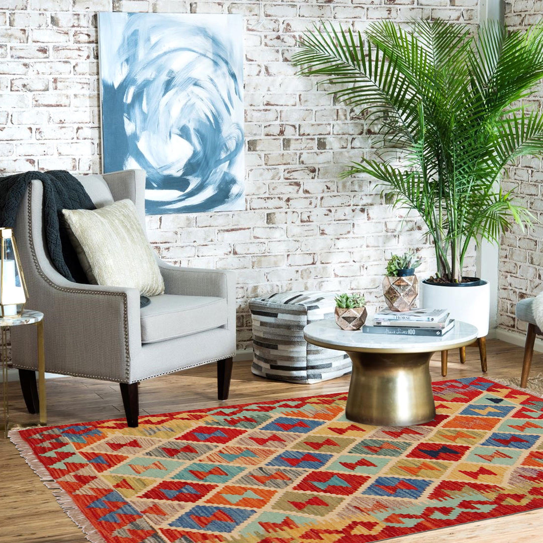 Handmade Vegetable Kelim 2' 9" x 3' 11" - No. AL63618