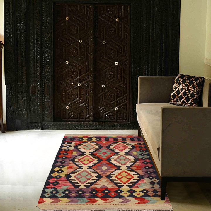 Afghan Kilim Rug 2' 6" x 3' 10" Flat-Weave view 9