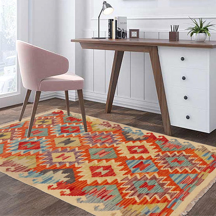 Afghan Kilim Rug 2' 6" x 4' 3" Flat-Weave view 9
