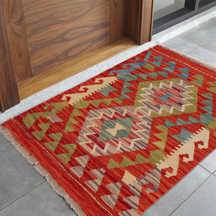 Multi Color ful Flat-Weave Wool Kilim 2' 0" x 2' 10" - No. AL49236
