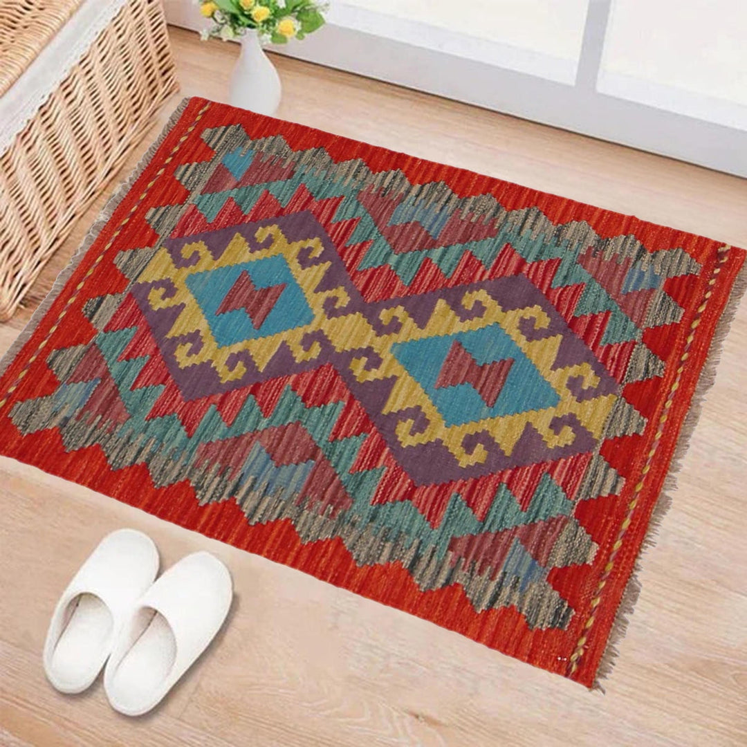 Hand Knotted Afghan Style Kilim 2' 0" x 2' 11" - No. AL26570