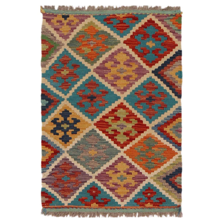 Handmade Afghan Vegetable Kilim 2' 0" x 2' 11" - No. AL66096