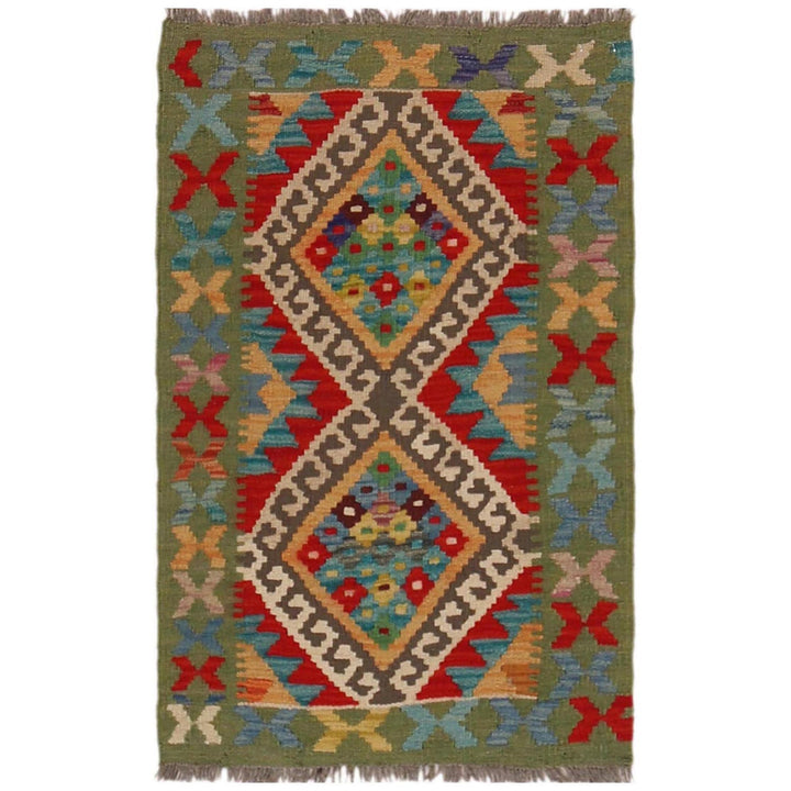 Handmade Turkish Design Wool Kilim 2' 0" x 3' 2" - No. AL93816