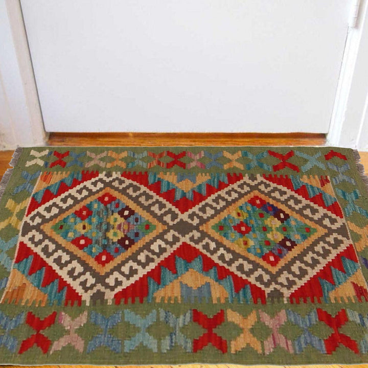 Handmade Turkish Design Wool Kilim 2' 0" x 3' 2" - No. AL93816
