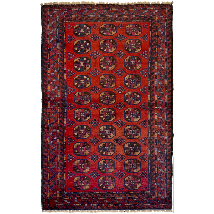 Afghan Baluchi Rug 2' 9" x 4' 8" Hand-Knotted