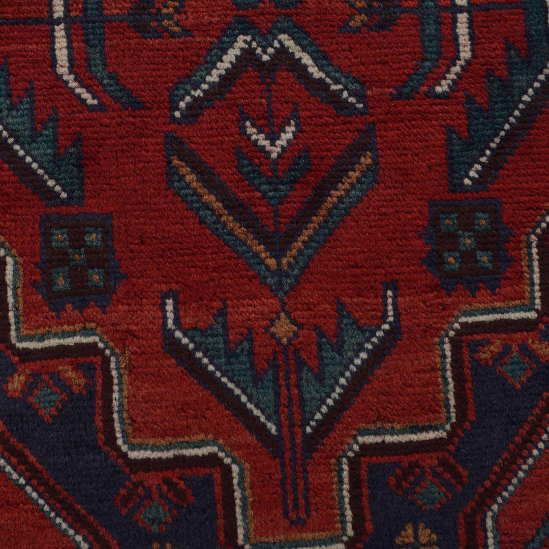 Red Afghan Baluchi Rug 3' 0" x 4' 10" Hand-Knotted border