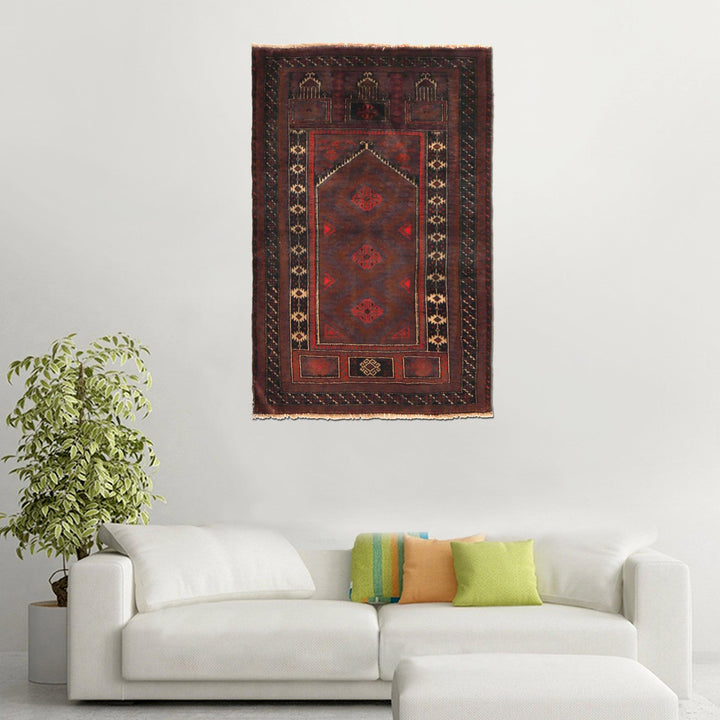 Afghan Prayer Rug 2' 10" x 4' 4" Hand-Knotted view 9