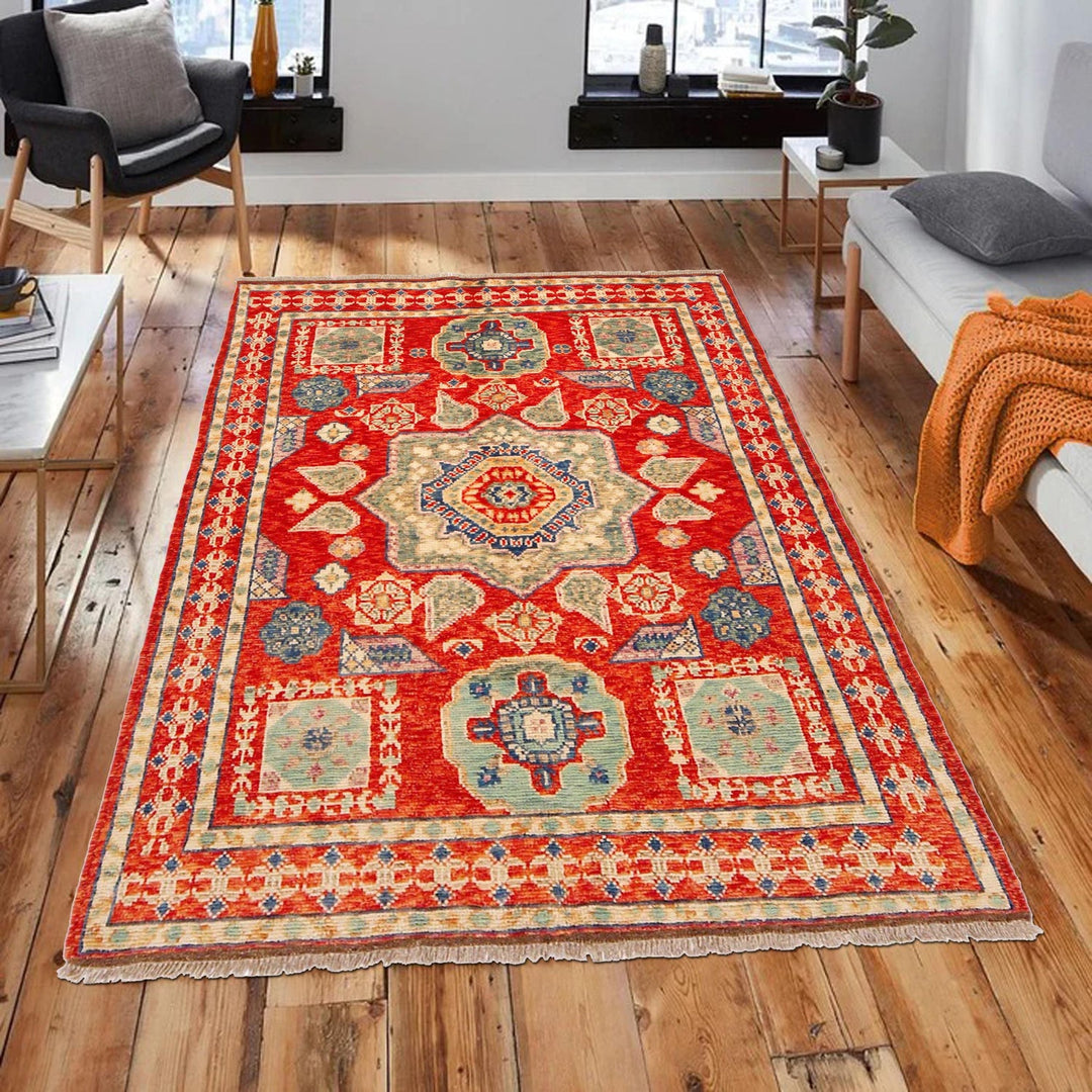 Rich Red Color Shiraz Carpet 4' 2" x 6' 0" - No. AL95098